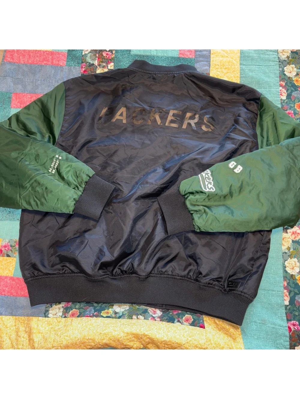 Green Bay Packers Satin NFL Embroidered Varsity Jacket Unisex L Bomber Jacket